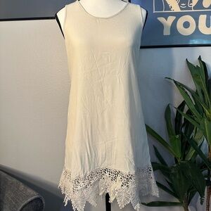 Astr Cream Sleeveless Linen Dress